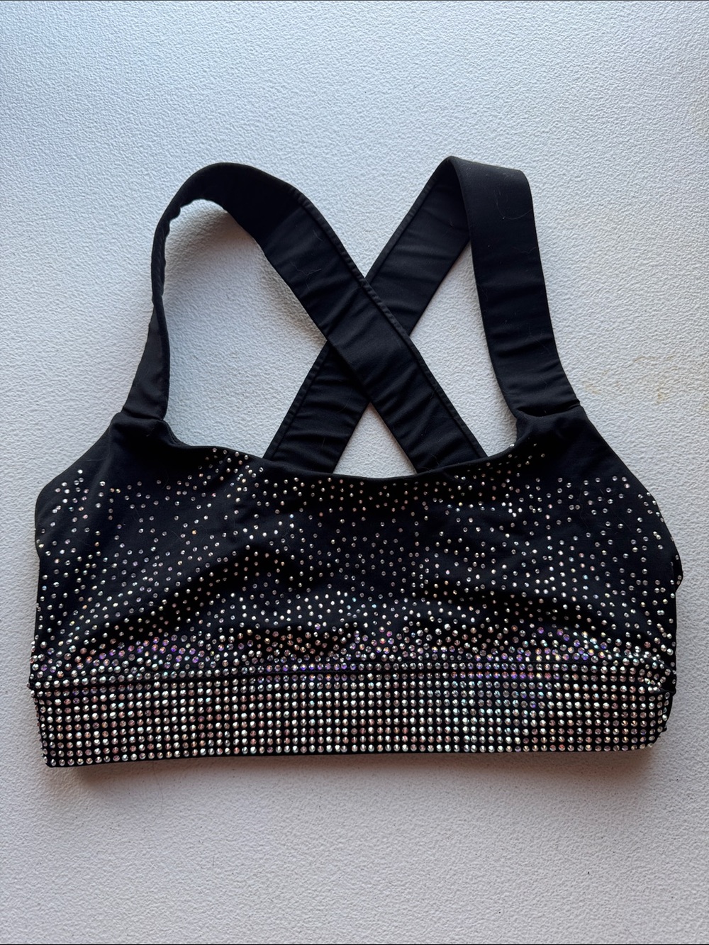 Black Rhinestone Crisscross Sports Bralette
